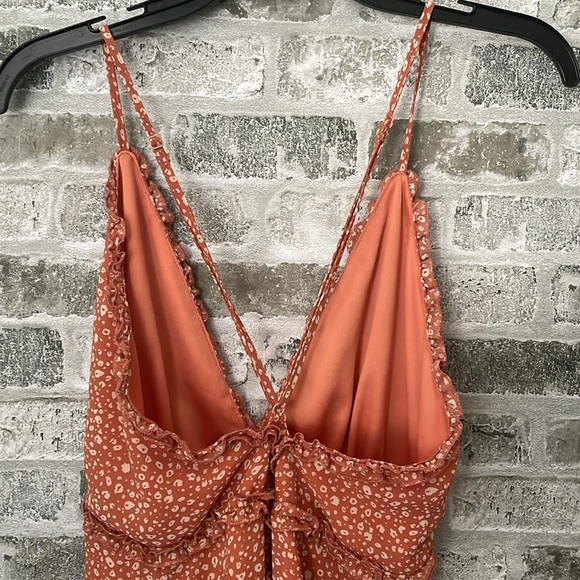 JULIANA’S Floral Baby Doll Dress Women's Large Deep V-neck Strappy Strapless - Picture 4 of 9